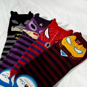 Super Hero Socks Big Kids / Womens - Unofficial Spider Man, Bat Man, Iron Man.